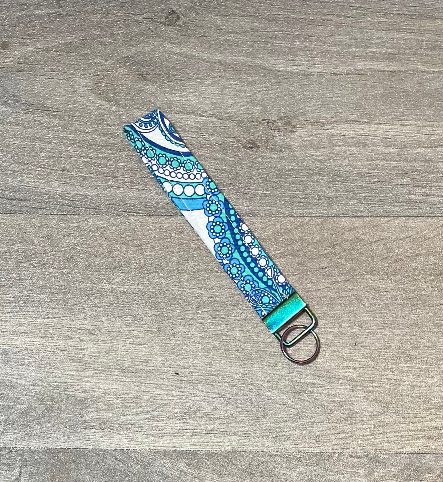 Teal & Blue Paisley Wristlet